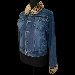 Denim Jacket with Faux Fir Cuffs & Collar